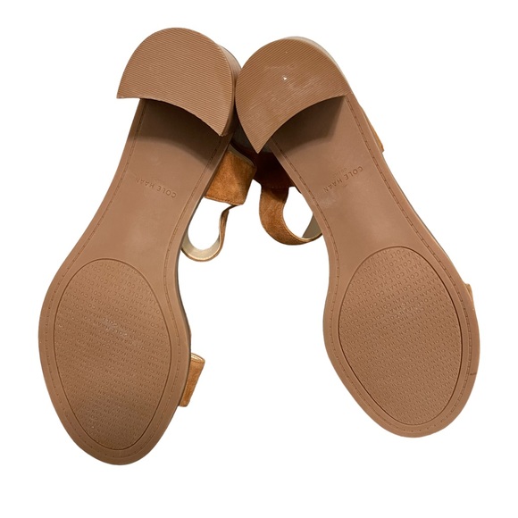 Cole Haan Anette Suede Block Heel Sandals Brown Open Toe Womens 10B - Picture 5 of 9